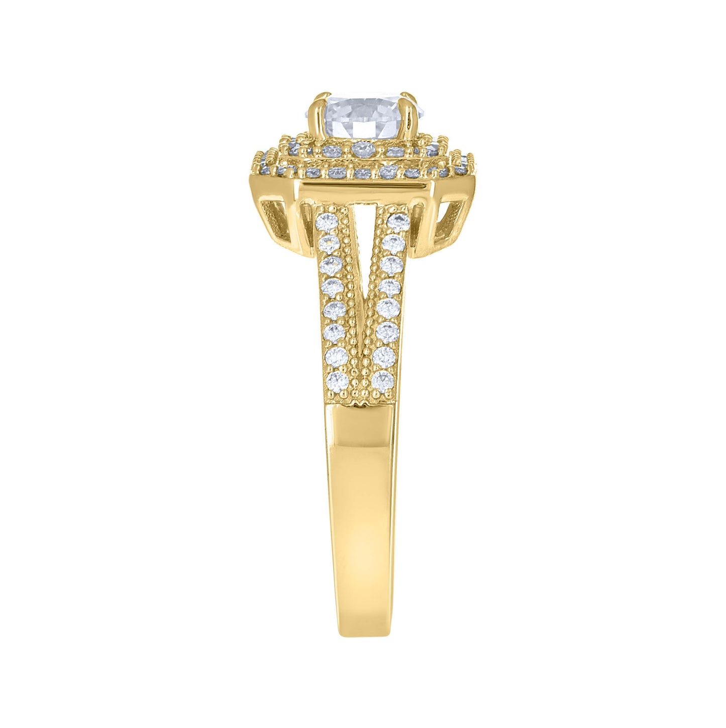 14K Yellow Gold Womens Moissanite Fashion Engagement Ring Size 7