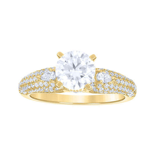 14K Yellow Gold Womens Moissanite Fashion Engagement Ring Size 7