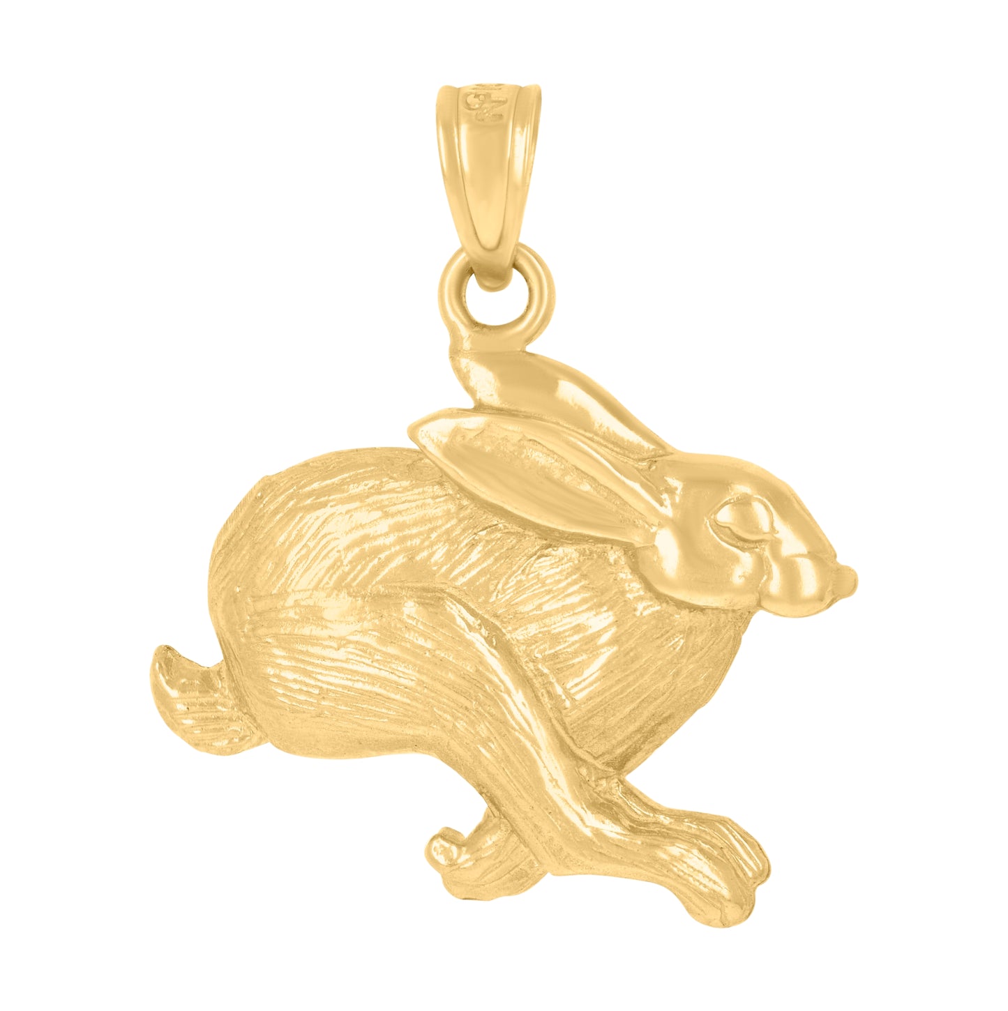 10K Yellow Gold Womens Mens Unisex Rabbit Animal Charm Pendant