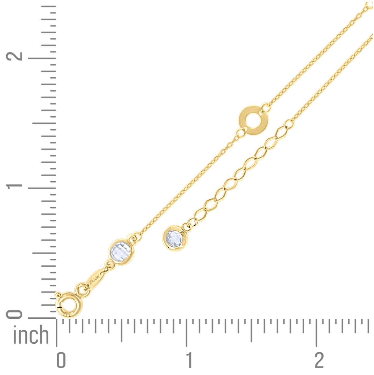 10K Or 14K Yellow Gold Womens Cubic-Zirconia Circle Charms Chain Anklet Size 10 Inches