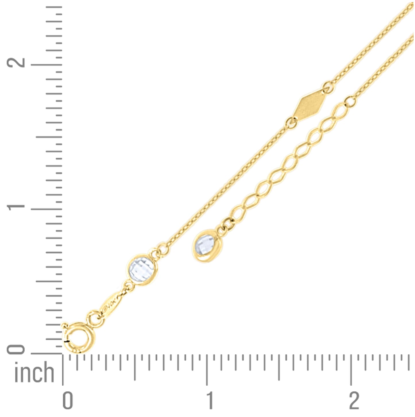 10K Or 14K Yellow Gold Womens Cubic-Zirconia Fashion Link Charm Chain Anklet Size 10 Inches