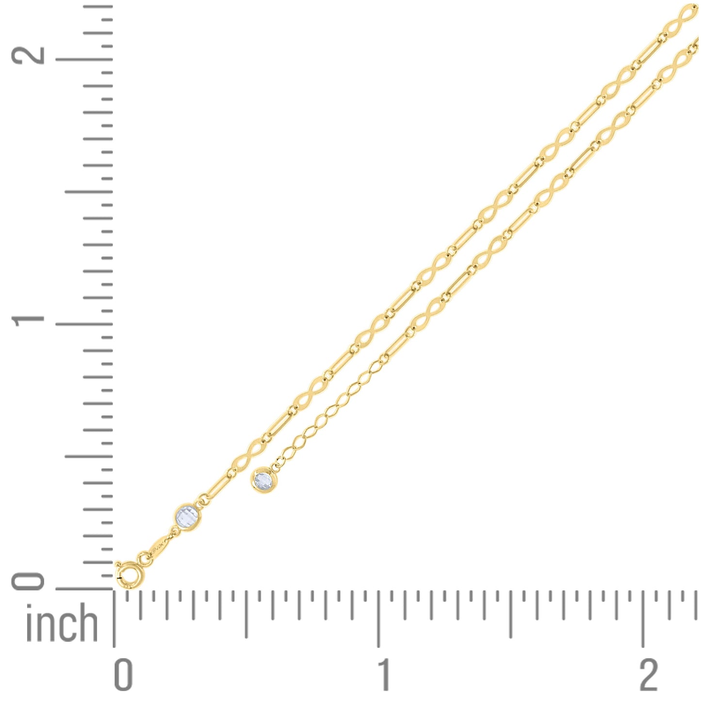 10K Yellow Gold Womens Cubic-Zirconia Infinity Link Bracelet Size 7 + 1 Inches