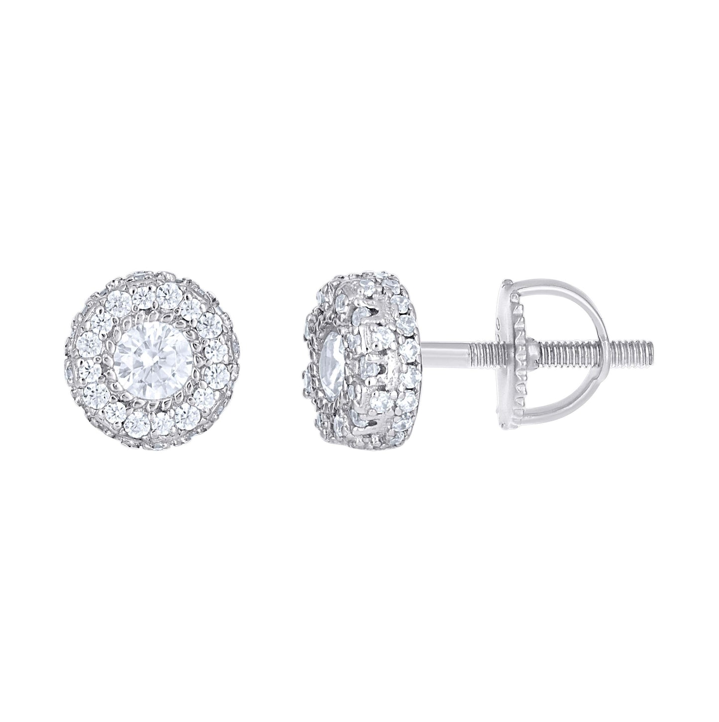Sterling Silver Womens Moissanite Round Fashion Stud Earrings