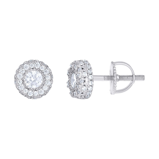 Sterling Silver Womens Moissanite Round Fashion Stud Earrings