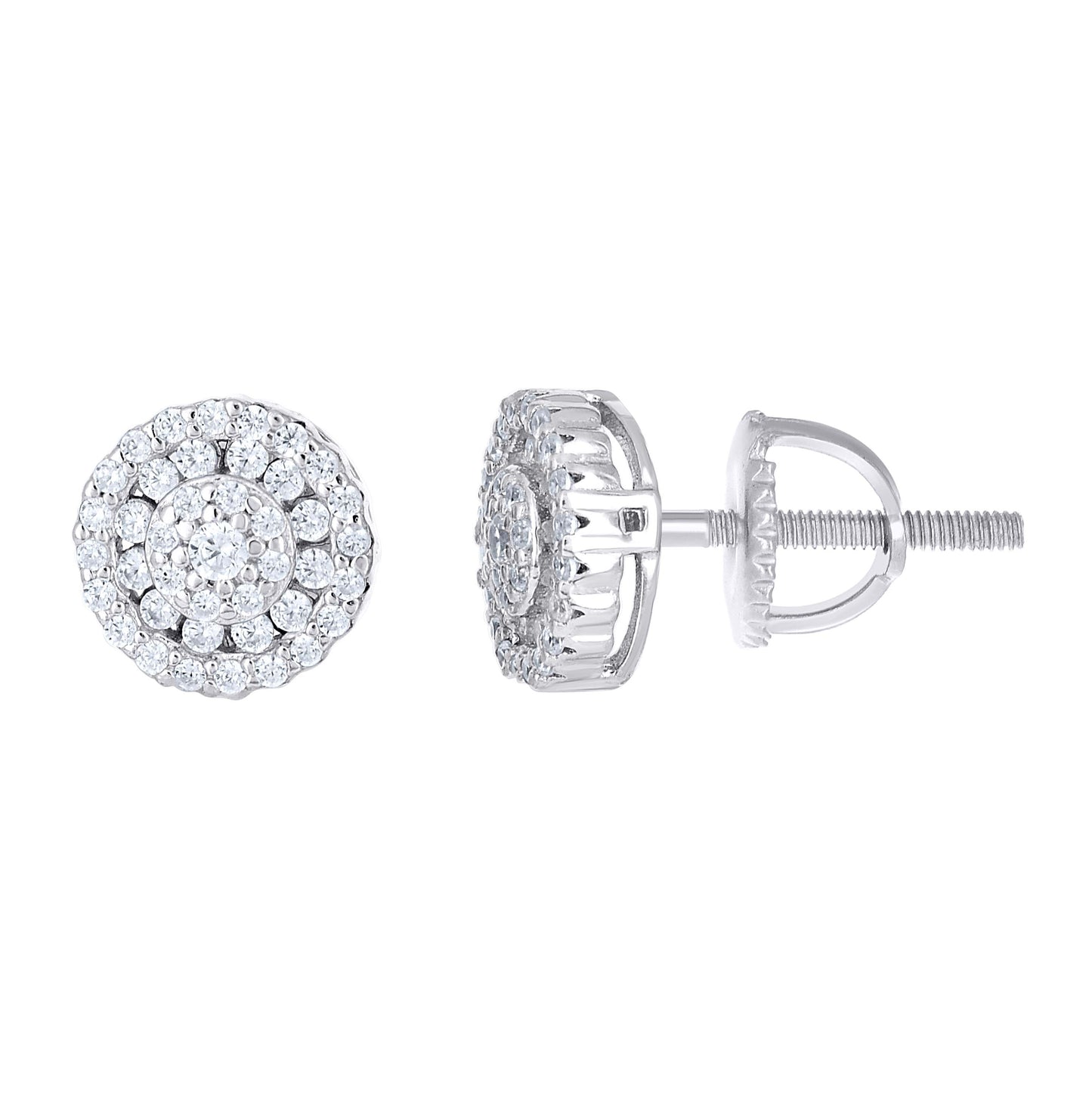Sterling Silver Womens Moissanite Round Fashion Stud Earrings 8mm