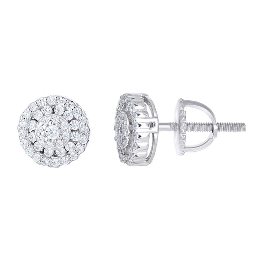 Sterling Silver Womens Moissanite Round Fashion Stud Earrings 8mm
