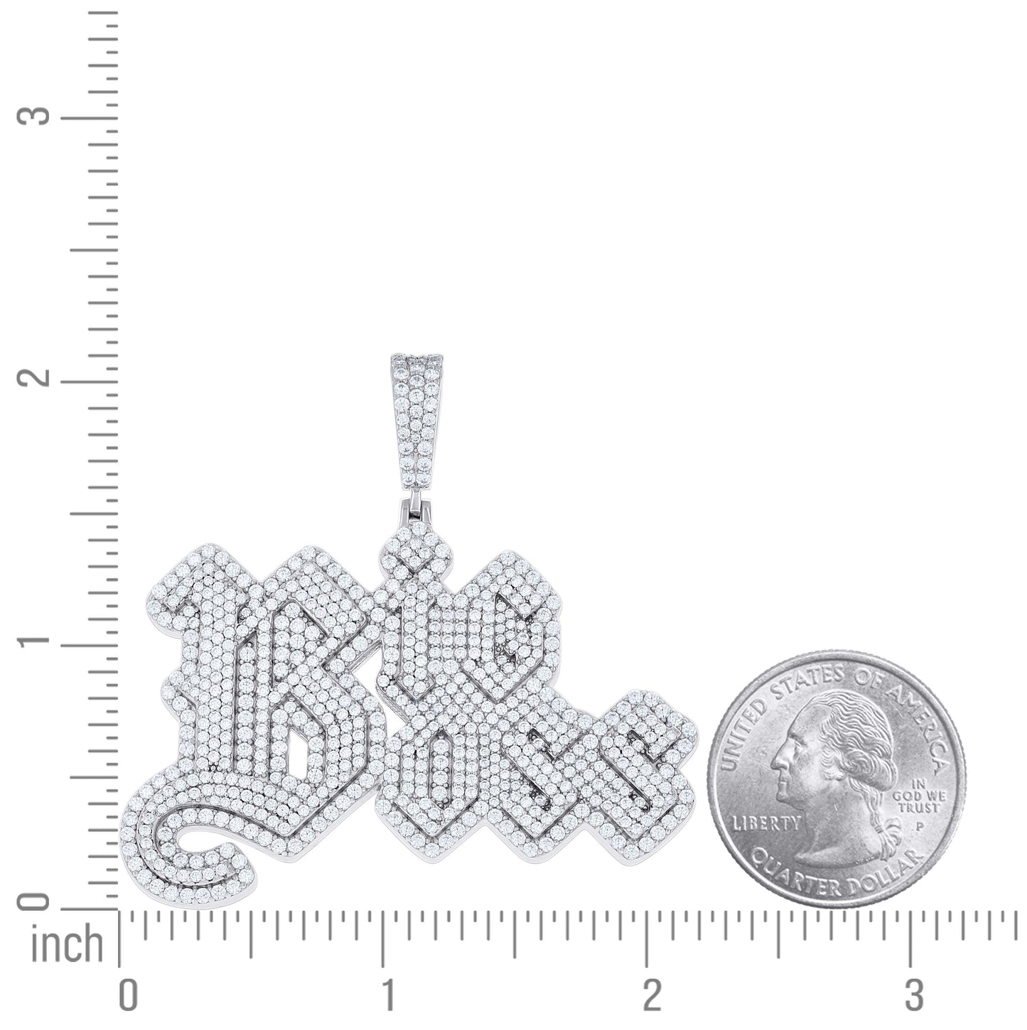Sterling Silver Mens Cubic-Zirconia Big Boss Talking Fashion Pendant