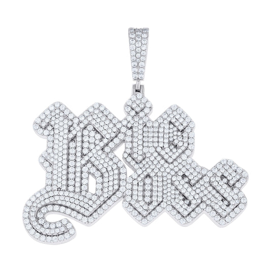 Sterling Silver Mens Cubic-Zirconia Big Boss Talking Fashion Pendant