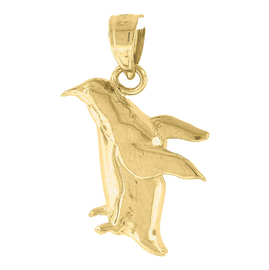 10K Yellow Gold Womens Penguin Animal Charm Pendant