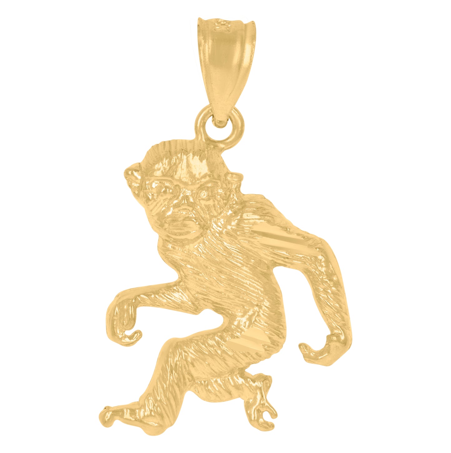 10K Yellow Gold Womens Mens Unisex Monkey Animal Charm Pendant