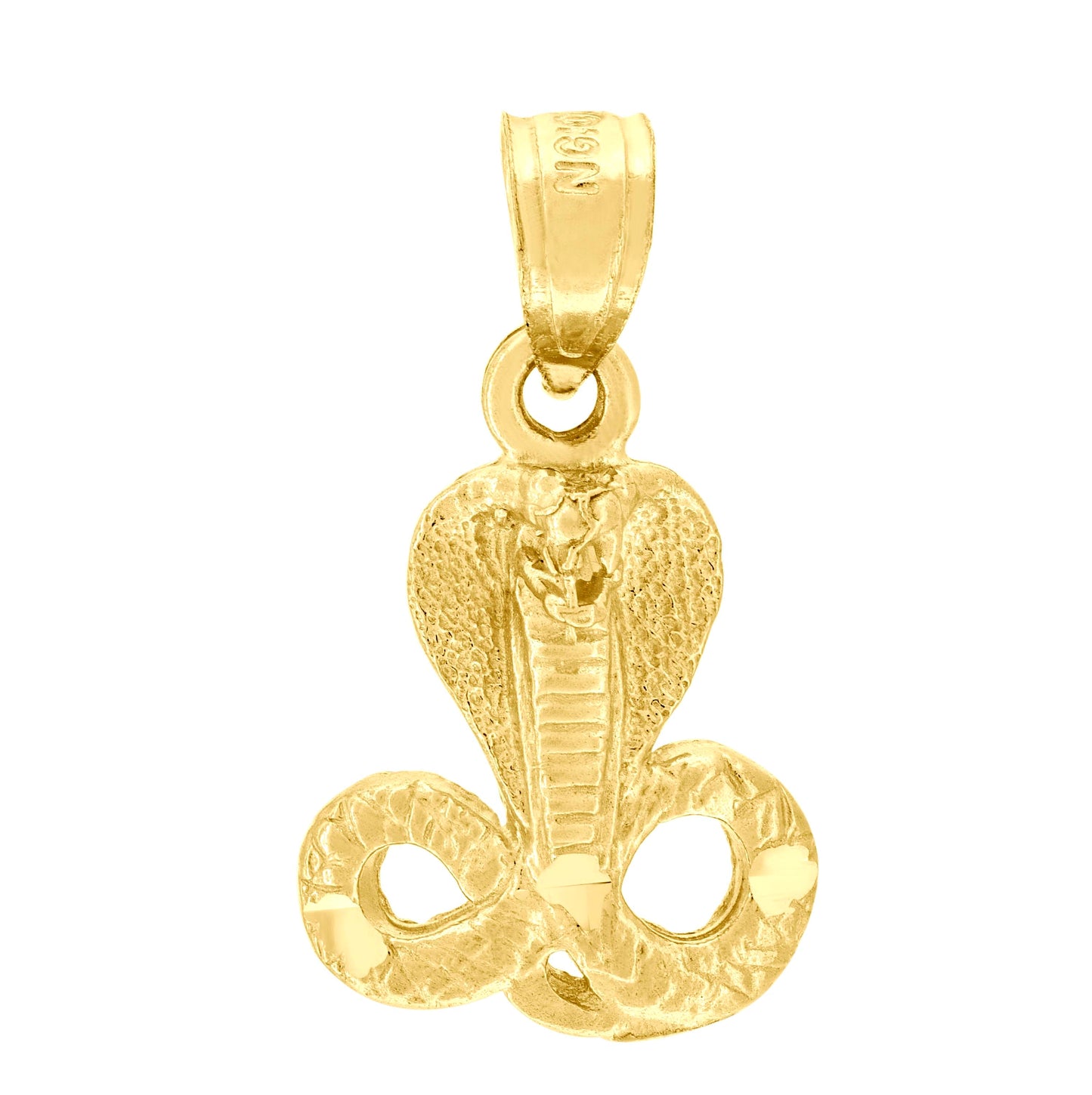 10K Yellow Gold Womens Mens Unisex Cobra Snake Animal Charm Pendant