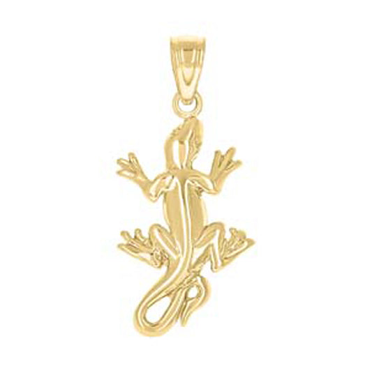 10K Yellow Gold Womens Mens Unisex Lizard Animal Charm Pendant
