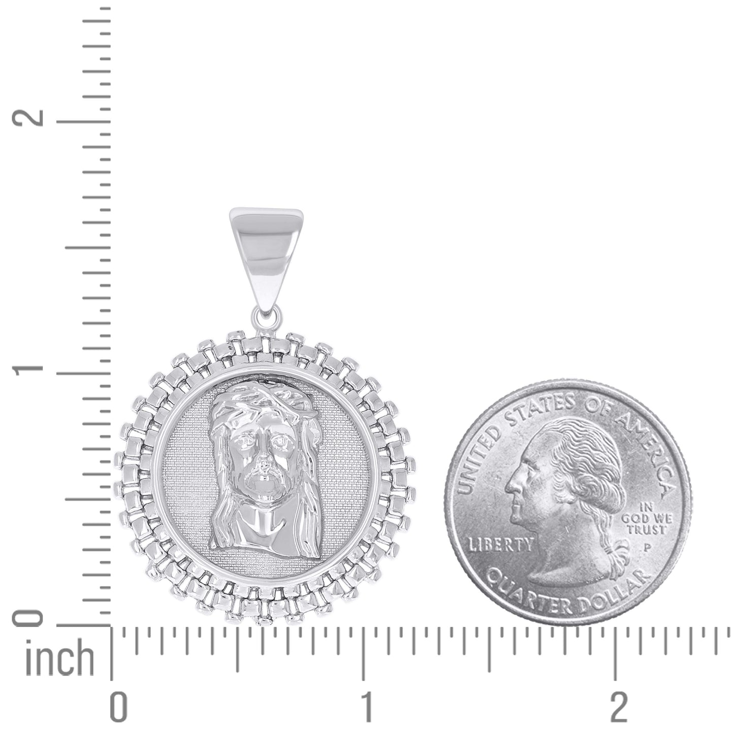 Sterling Silver Mens Medallion Jesus Religious Pendant