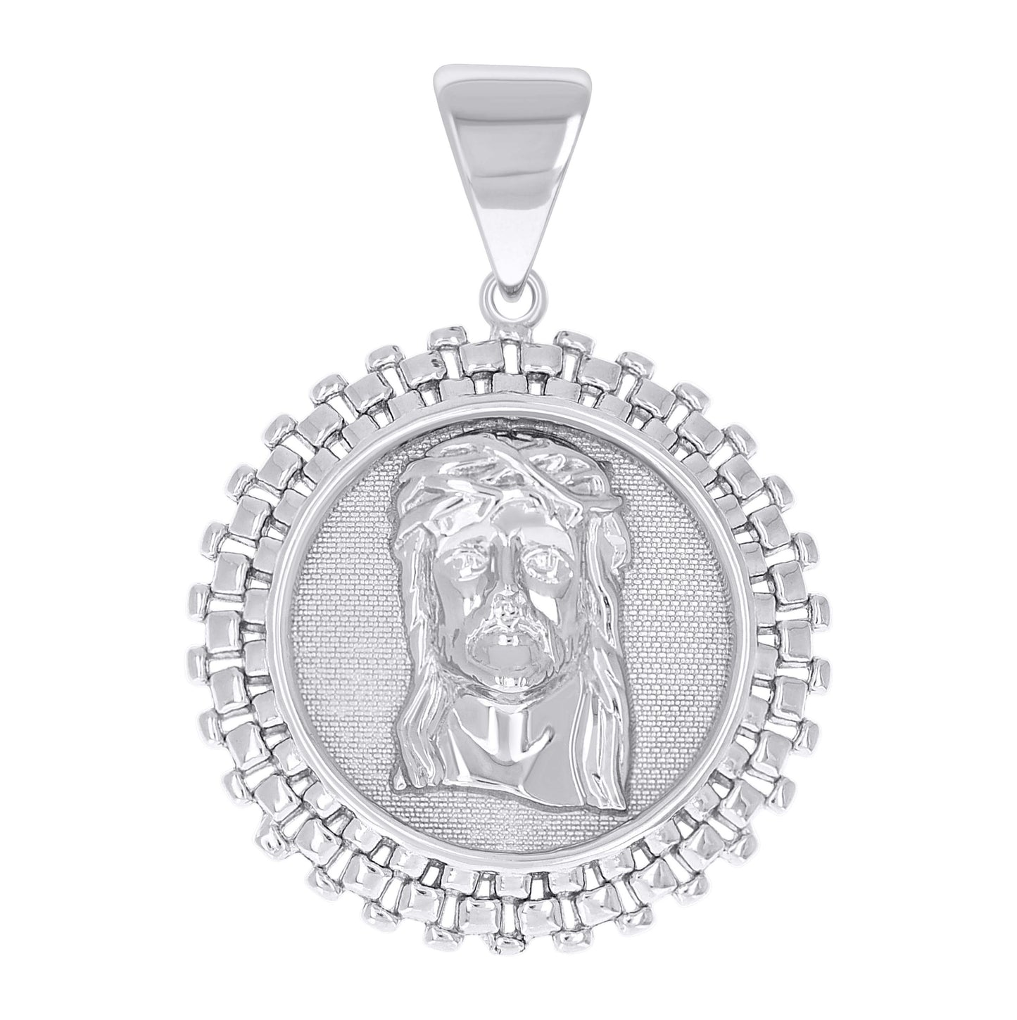 Sterling Silver Mens Medallion Jesus Religious Pendant