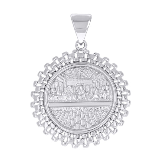 Sterling Silver Mens Last Supper Religious Pendant