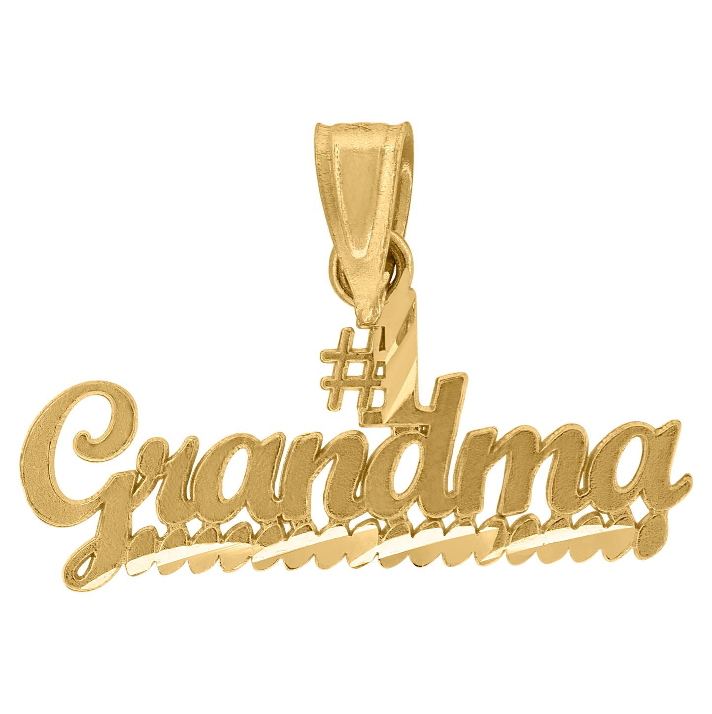 10K Yellow Gold Womens No. 1 Grandma Letters & Words Charm Pendant