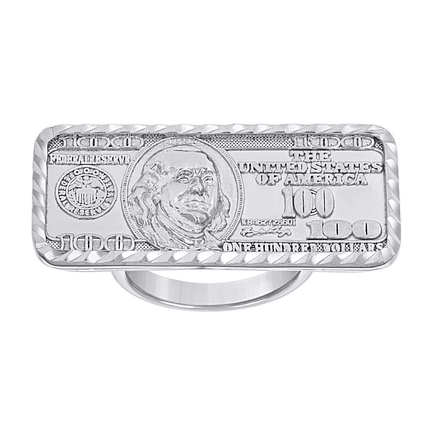 Sterling Silver Mens 100 Dollar Bill Currency Fashion Bridal Anniversary Wedding Engagement Band Ring S8-S10