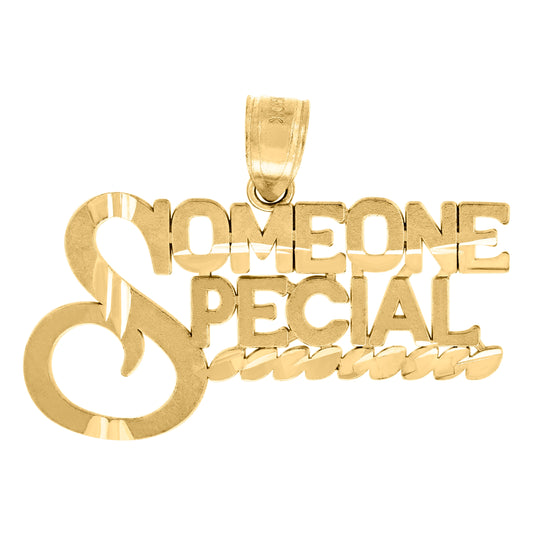 10K Yellow Gold Diamond-Cut Unisex Someone Special Letters & Words Charm Pendant