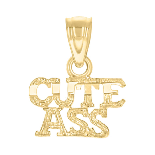 10K Yellow Gold Womens Cute Ass Letters & Words Charm Pendant