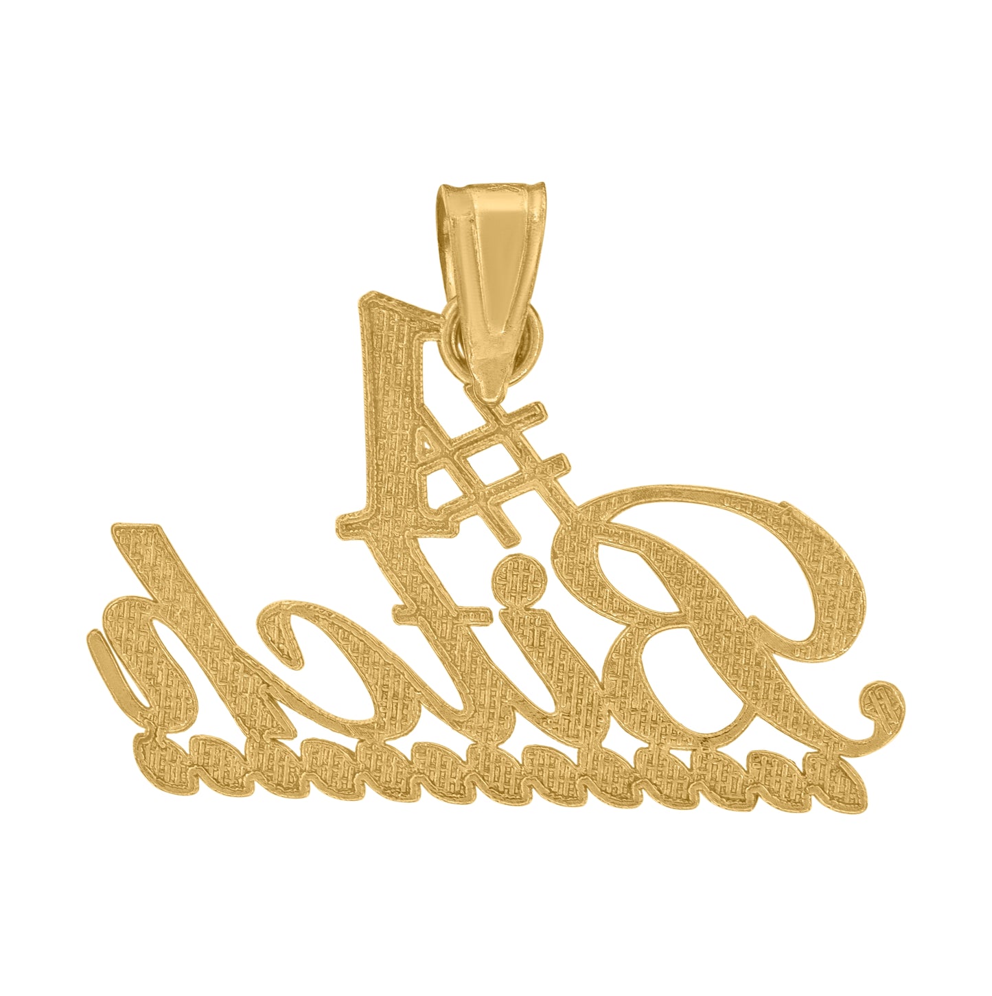 10K Yellow Gold Brushed Womens No. 1 Bitch Letters & Words Charm Pendant