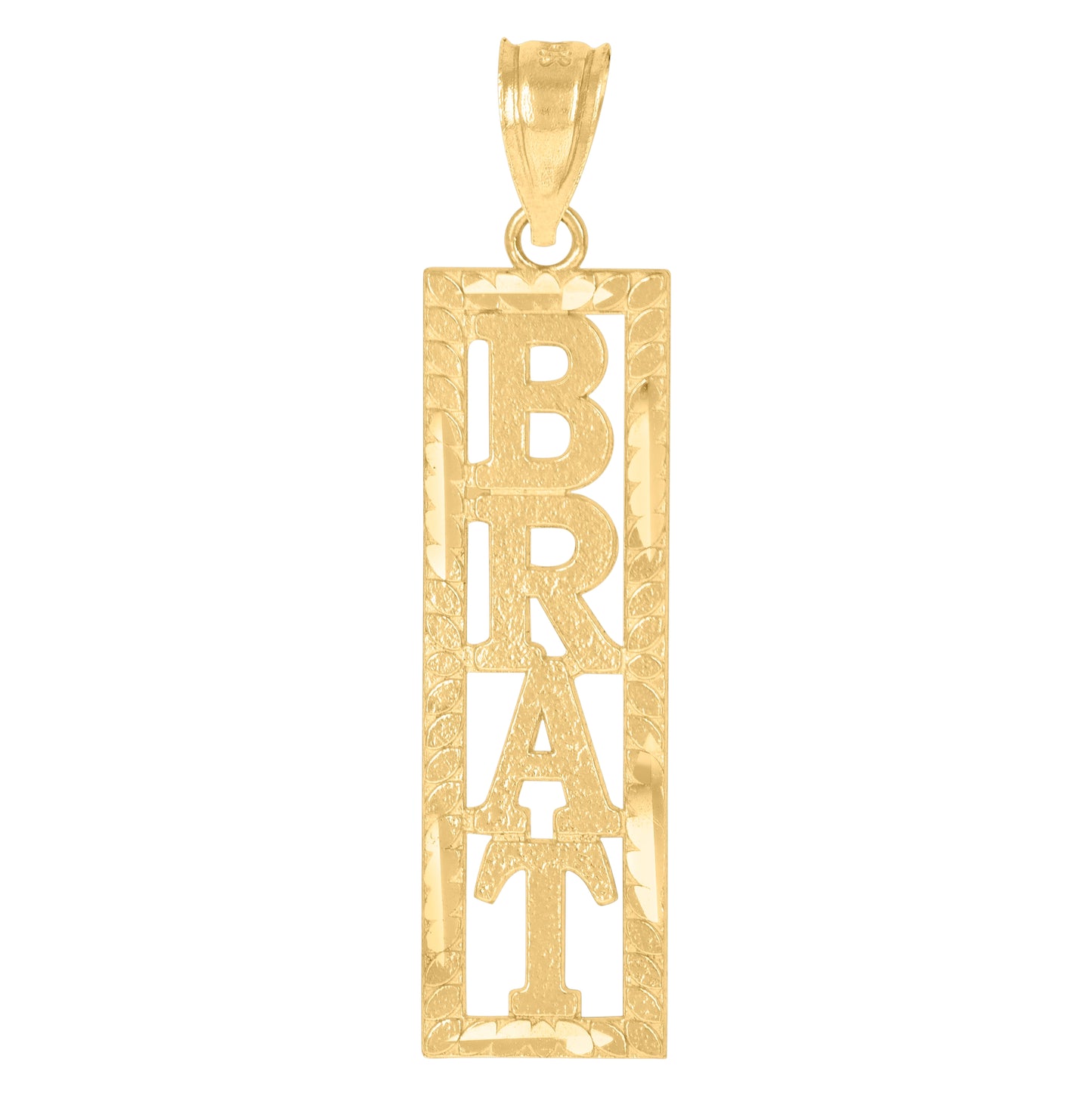 10K Yellow Gold Unisex Brat Letters & Words Charm Pendant