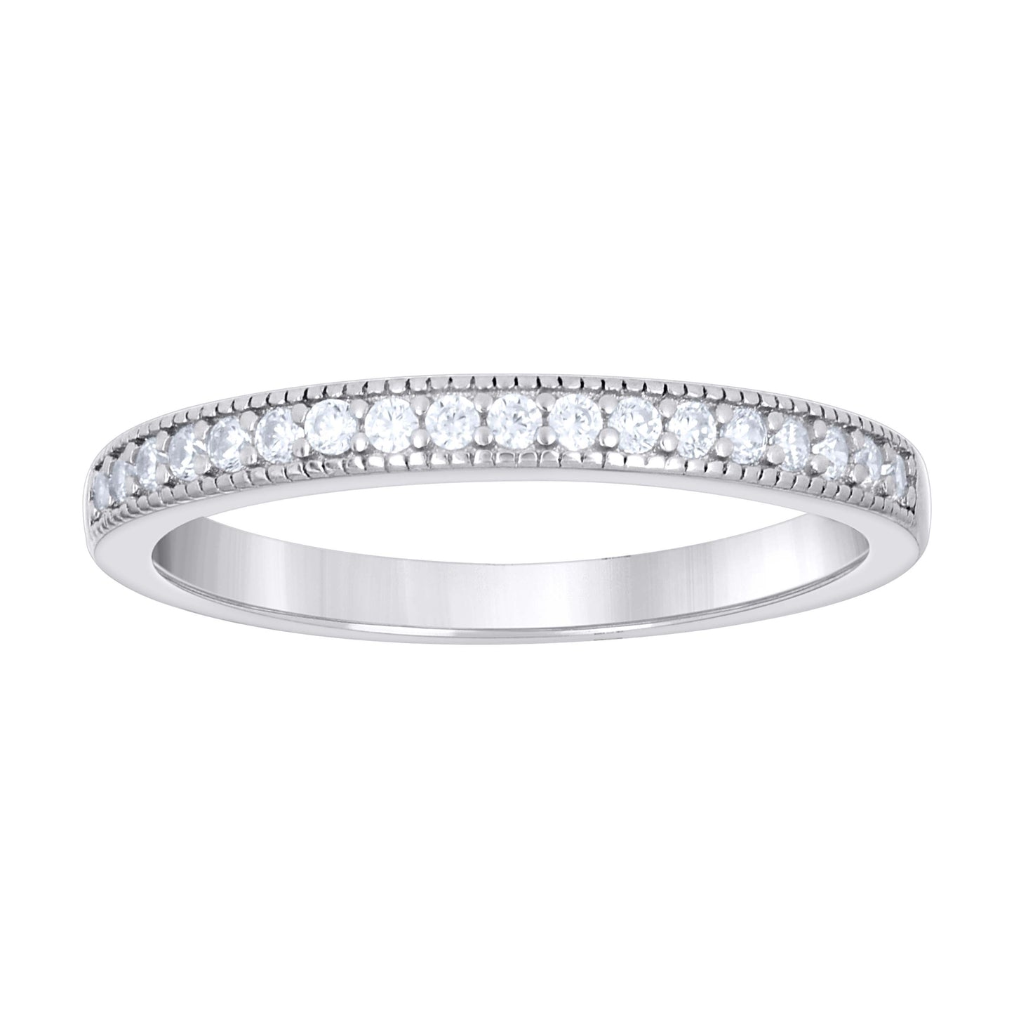 Sterling Silver Womens Cubic-Zirconia Halo Duo Bridal Anniversary Wedding Engagement Band Ring Set