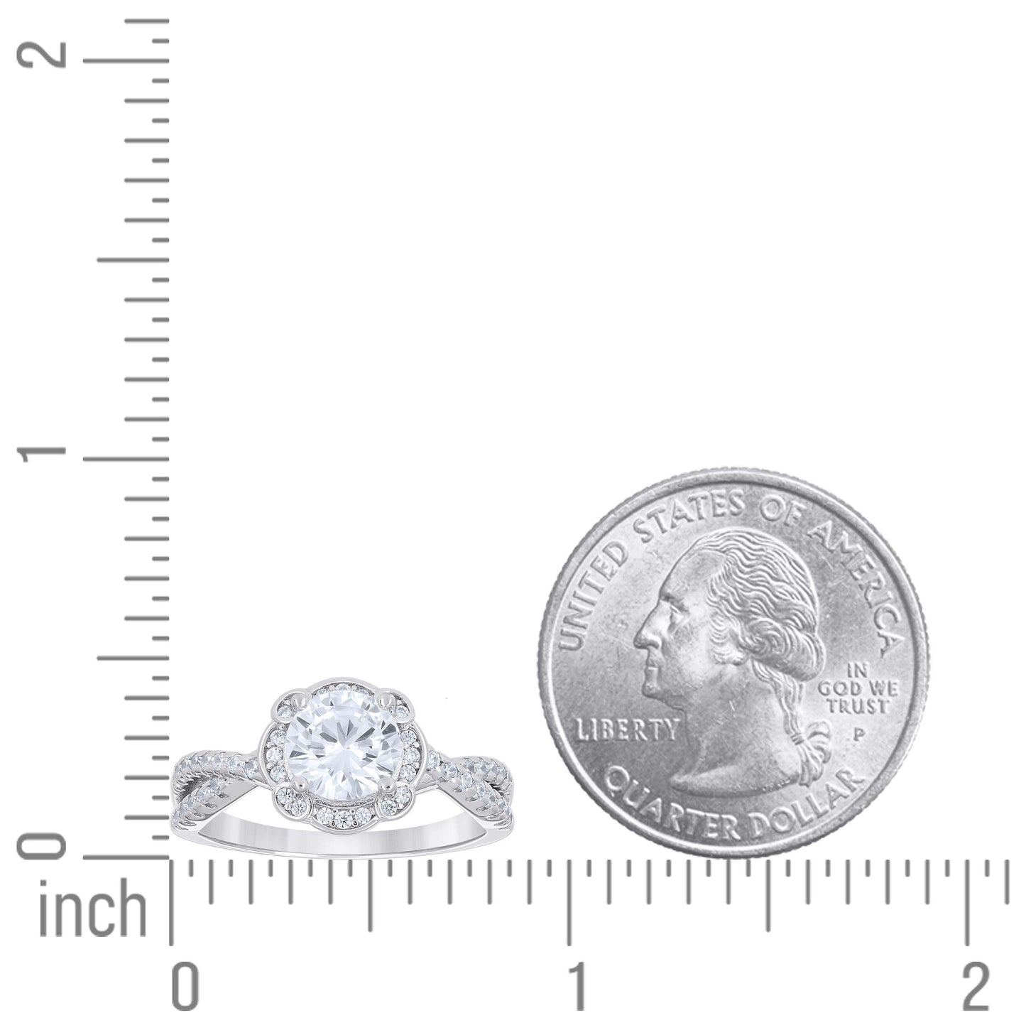 Sterling Silver Women's Cubic-Zirconia Fashion Bridal Anniversary Engagement Wedding Ring