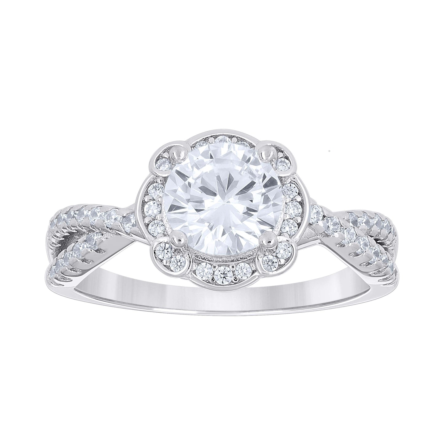 Sterling Silver Women's Cubic-Zirconia Fashion Bridal Anniversary Engagement Wedding Ring