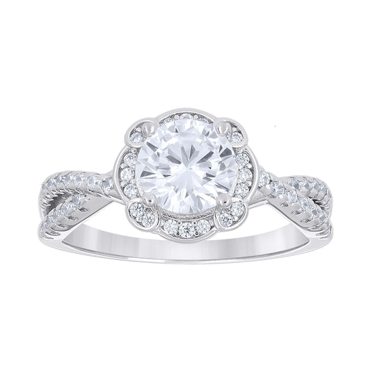 Sterling Silver Women's Cubic-Zirconia Fashion Bridal Anniversary Engagement Wedding Ring