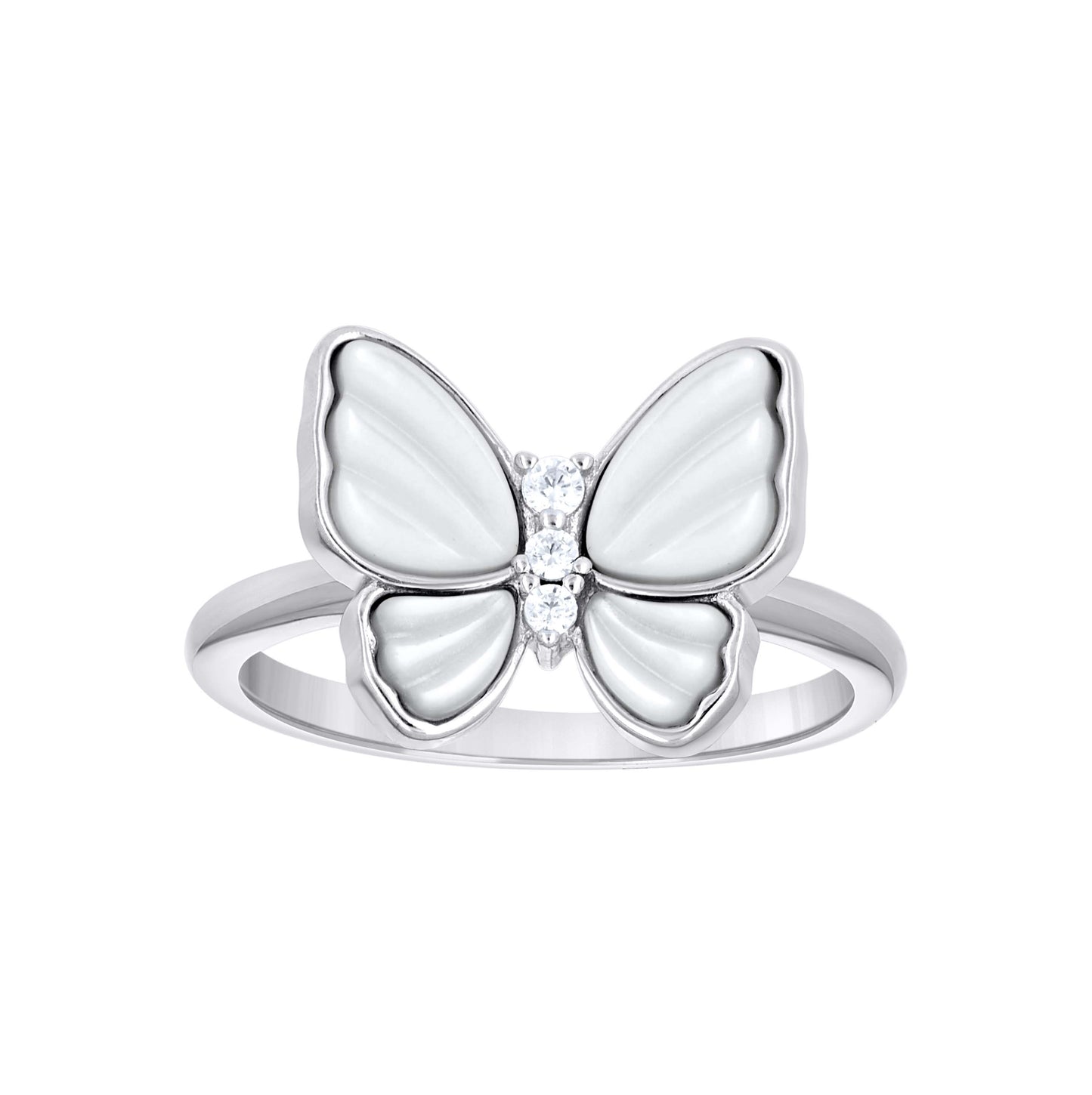 Sterling Silver Women's Cubic-Zirconia Butterfly Fashion Bridal Anniversary Wedding Engagement Band Ring