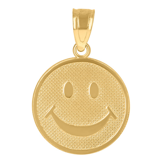10K Yellow Gold Mens Smile Charm Pendant
