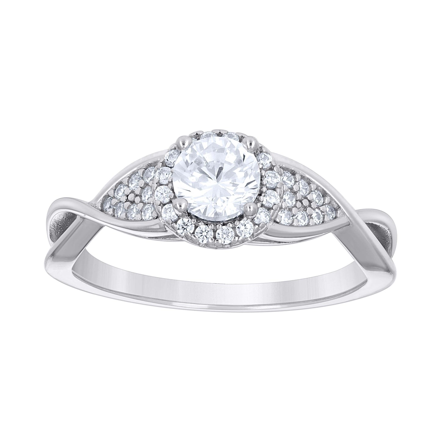 Sterling Silver Womens Cubic-Zirconia Halo Fashion Duo Bridal Anniversary Wedding Engagement Band Ring Set