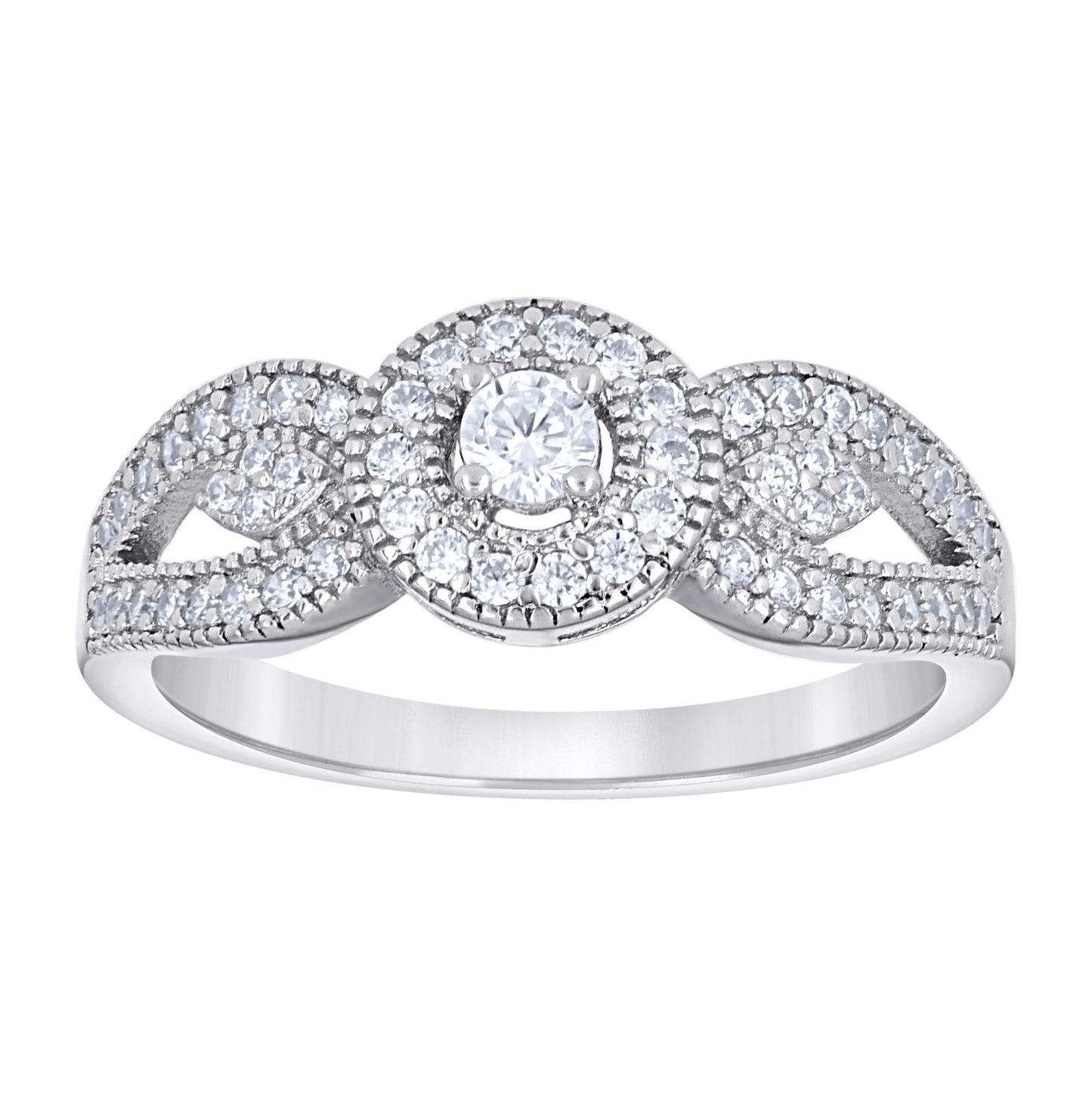 Sterling Silver Womens Cubic-Zirconia Duo Bridal Anniversary Engagement Wedding Ring Set