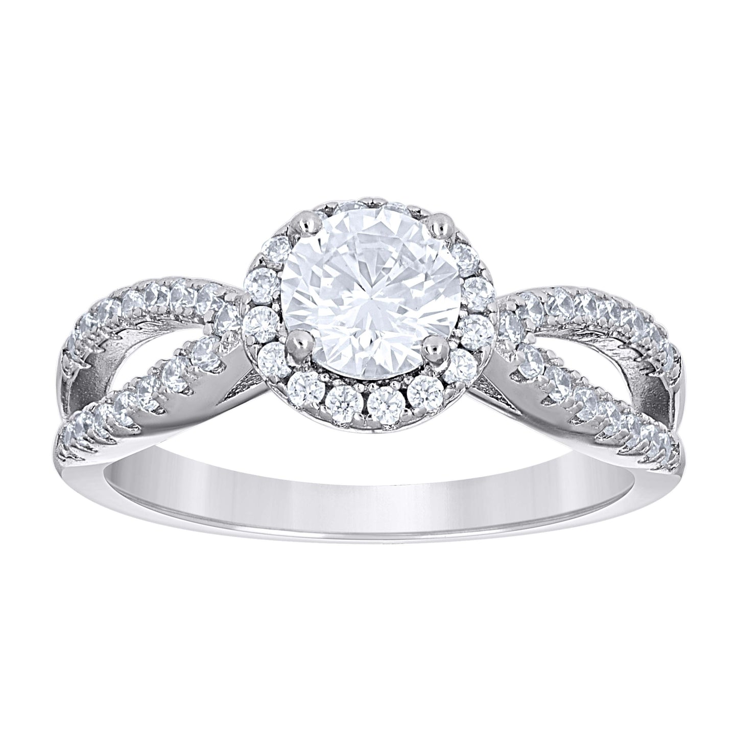 Sterling Silver Women's Cubic-Zirconia Duo Bridal Anniversary Engagement Wedding Ring Set