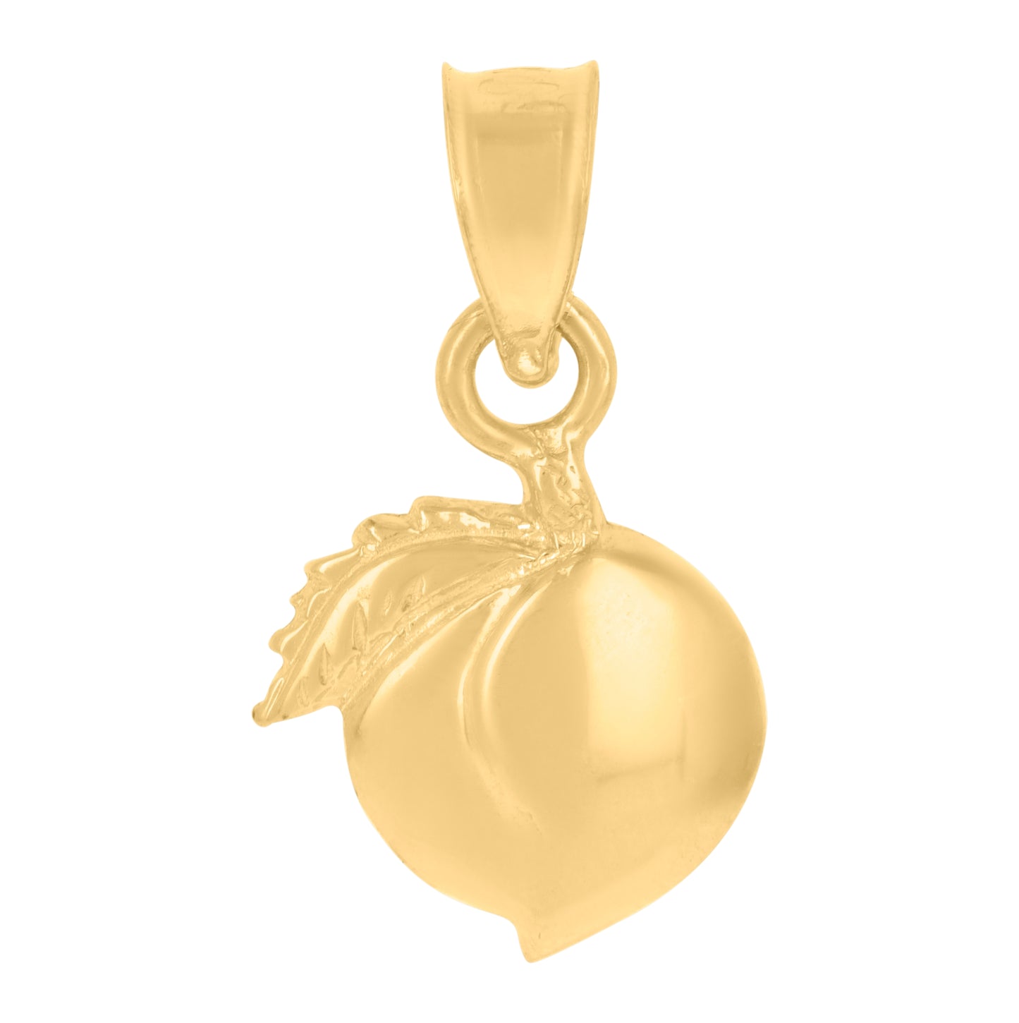 10K Yellow Gold Unisex Peach Food Charm Pendant