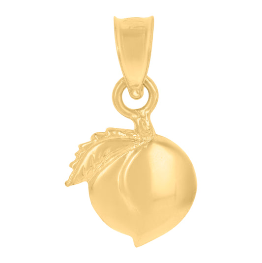 10K Yellow Gold Unisex Peach Food Charm Pendant