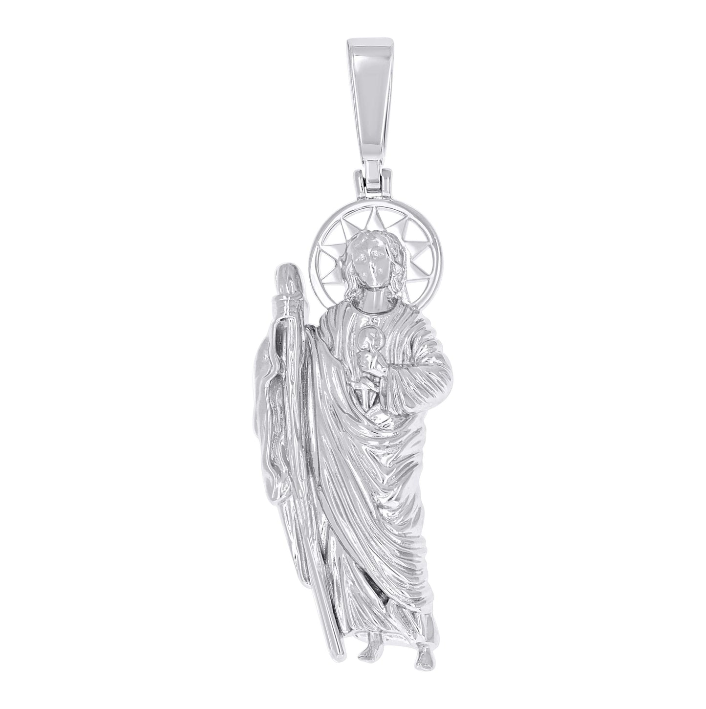 Sterling Silver Unisex St. Jude Saints Religious Charm Pendant