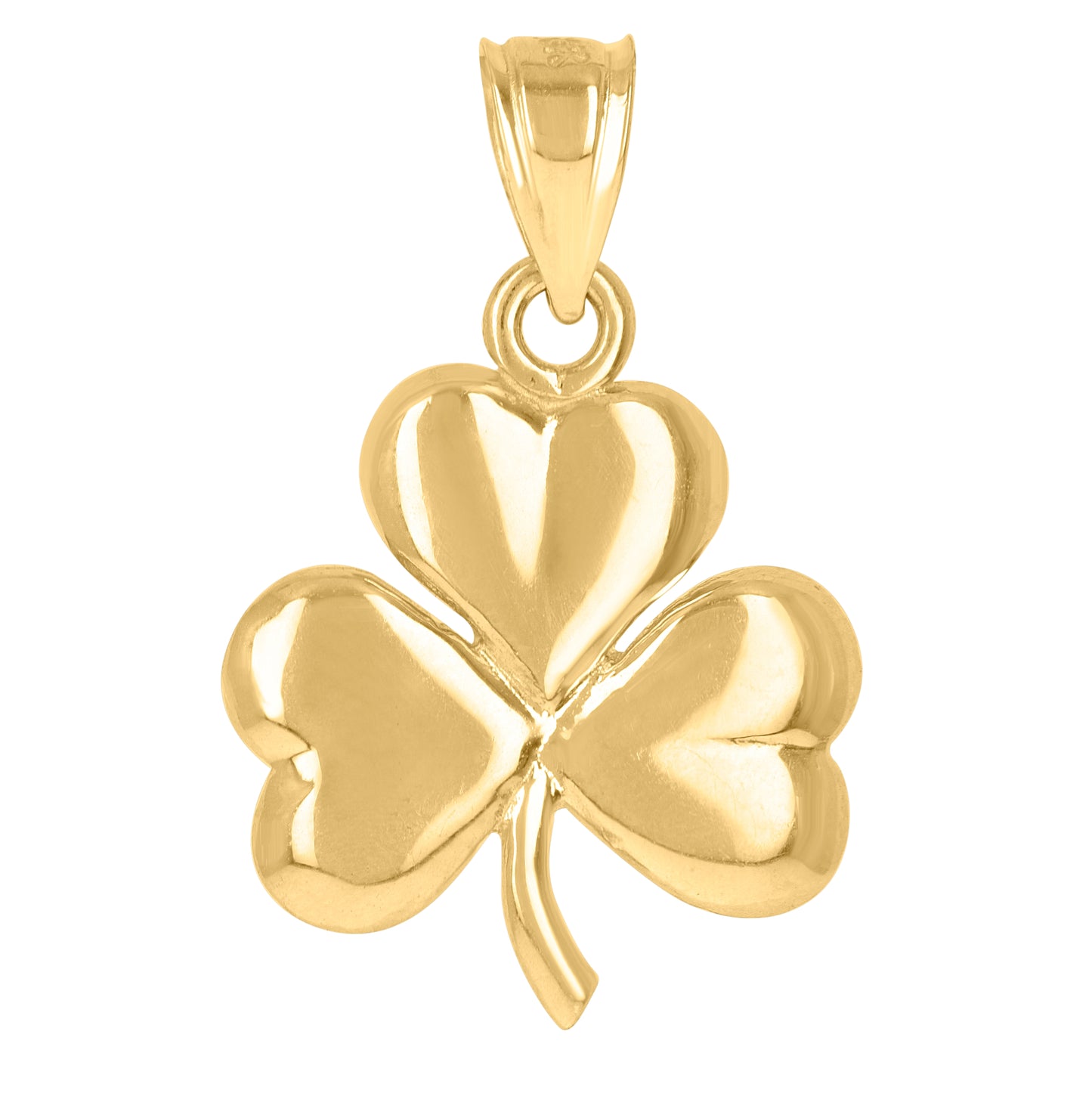 10K Yellow Gold Unisex Clover Leaf Luck Charm Pendant