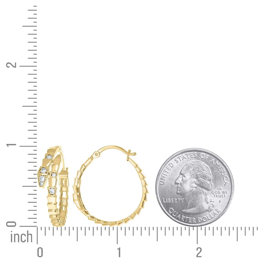 14K Yellow Gold Womens Cubic-Zirconia Snake Fashion Hoop Earrings