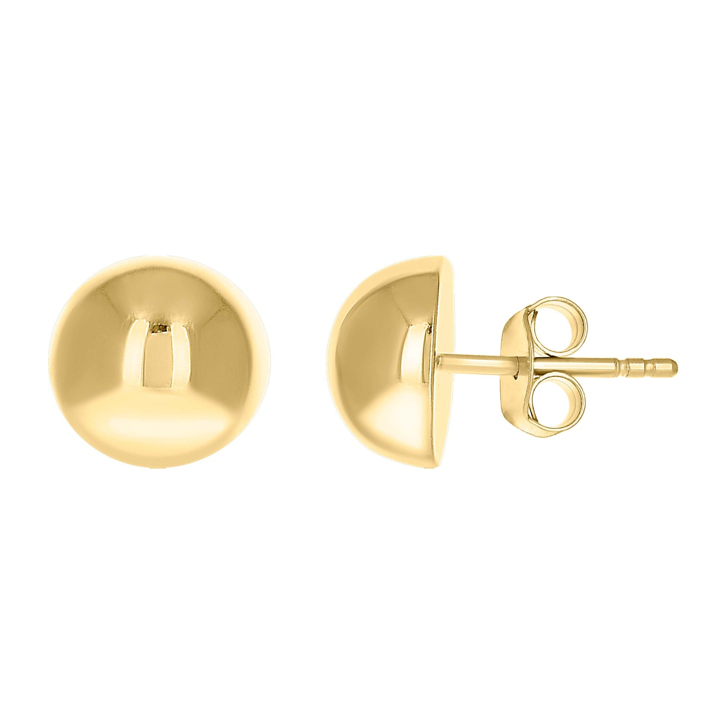 10K Yellow Gold Womens Half Ball Stud Earrings