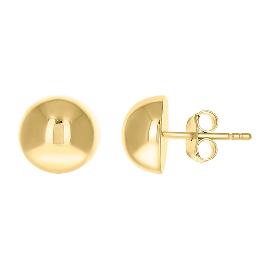 10K Yellow Gold Womens Half Ball Stud Earrings