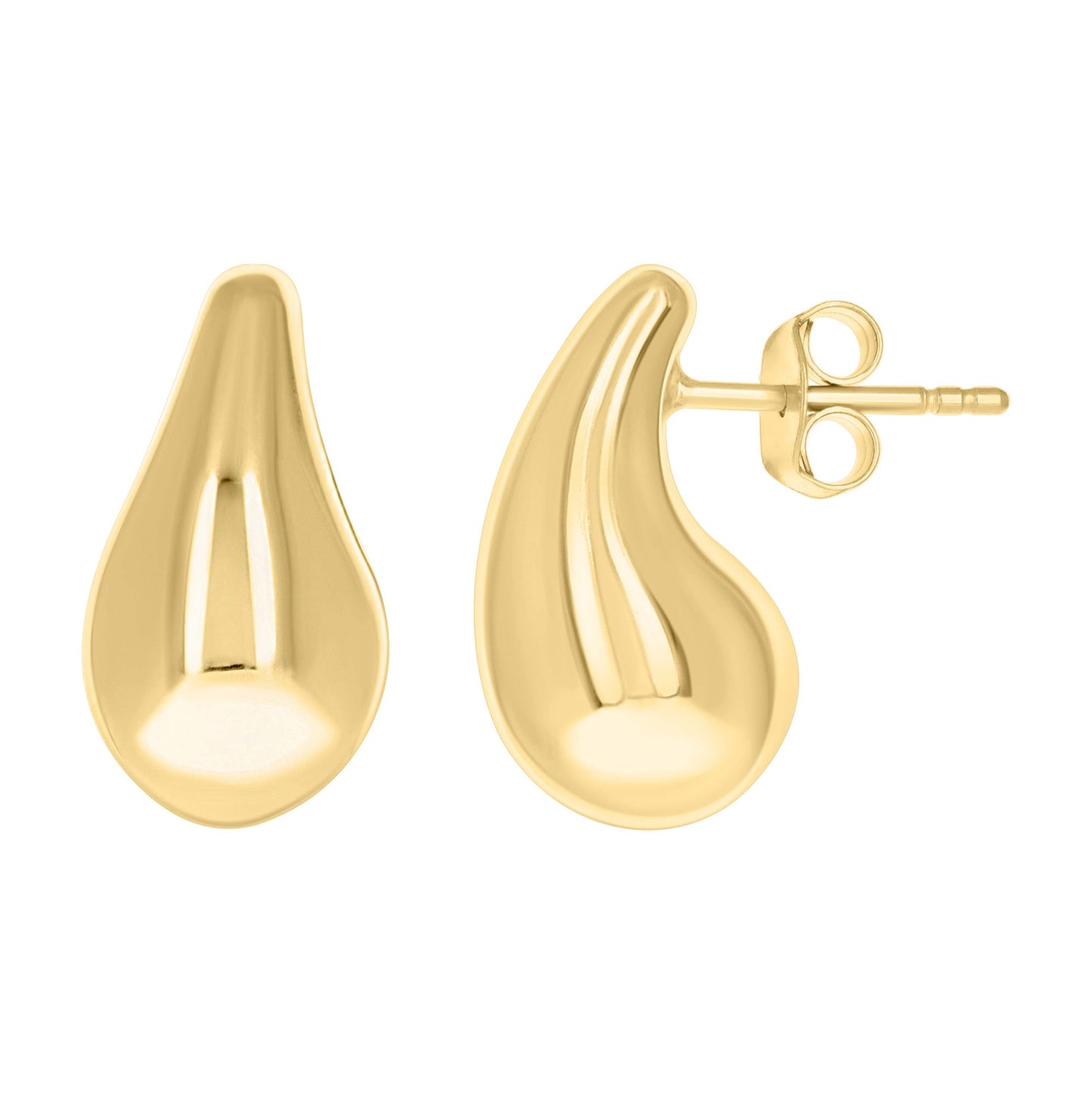 10K Yellow Gold Womens Teardrop Stud Earrings