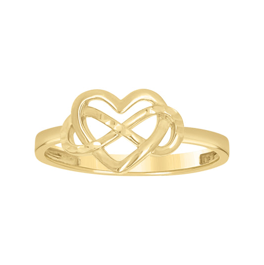 10K Yellow Gold Womens Infinity Heart Ring