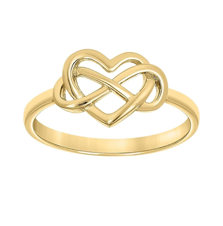 14K Yellow Gold Womens Infinity Heart Ring