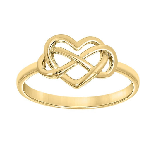 14K Yellow Gold Womens Infinity Heart Ring