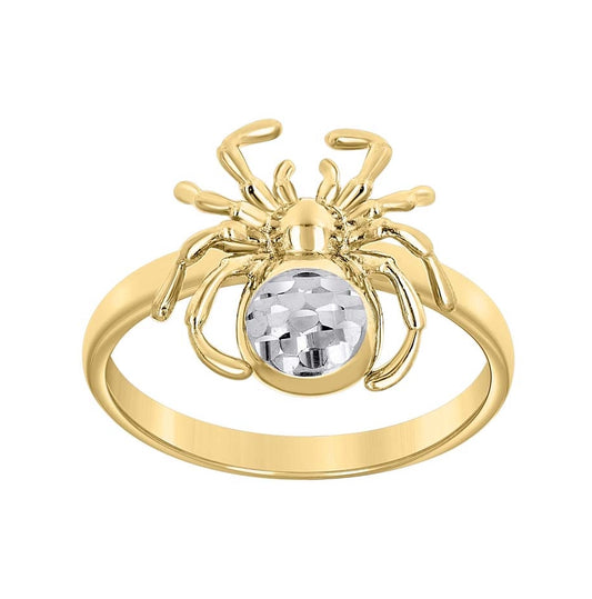 14K Two-Tone Gold Womens Brass Spider Ring