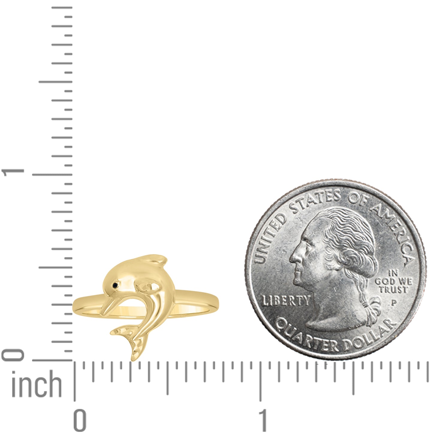 10K Two-Tone Gold Womens Enameled Dolphin Ocean Life Ring