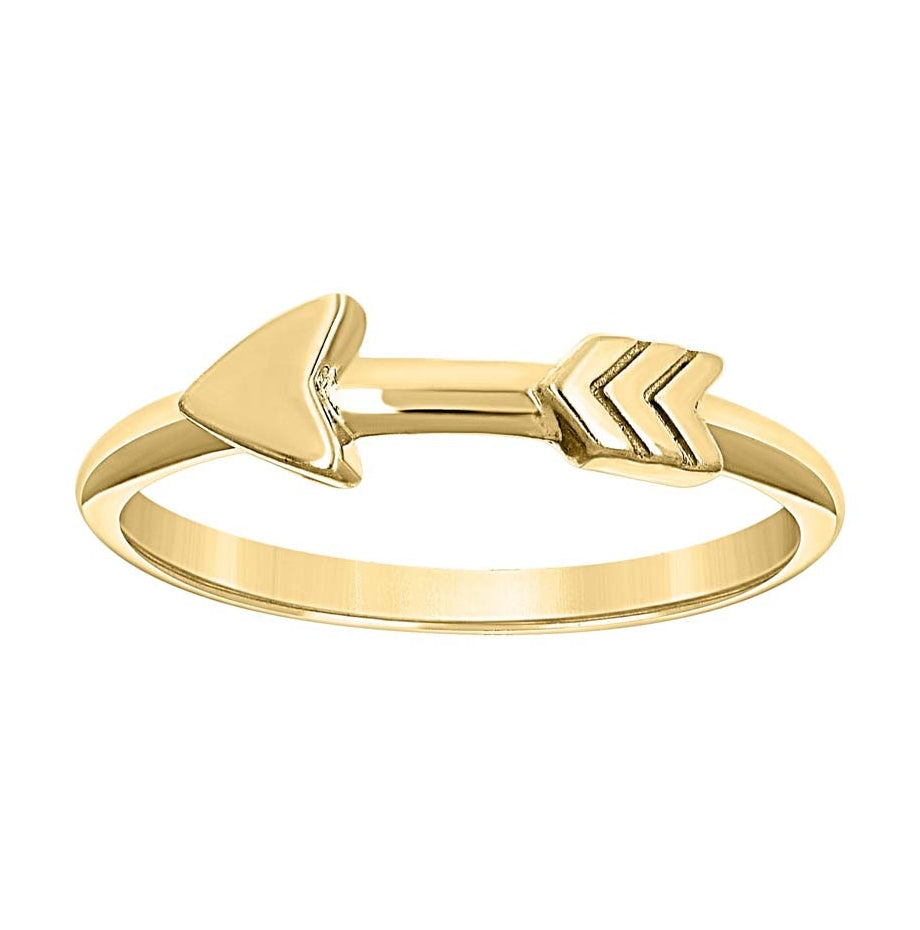 14K Yellow Gold Womens Arrow Fashion Ring