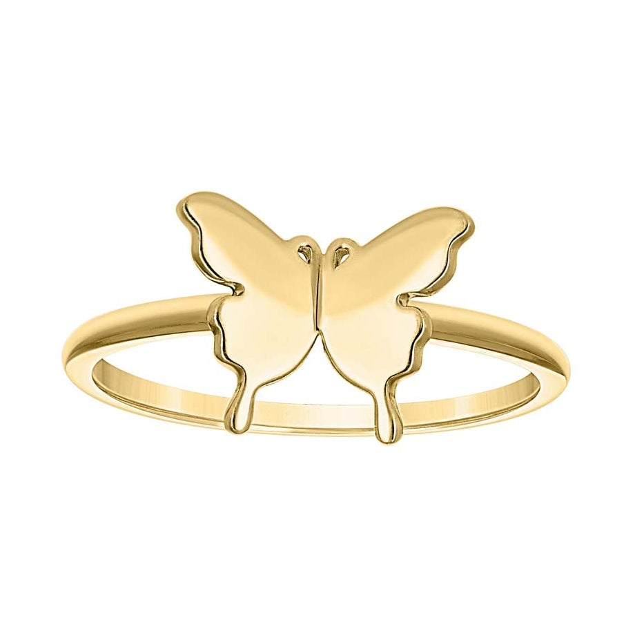 14K Yellow Gold Womens Butterfly Ring