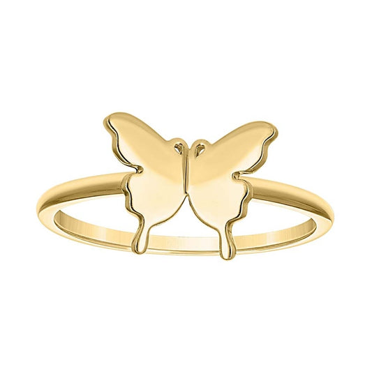 14K Yellow Gold Womens Butterfly Ring
